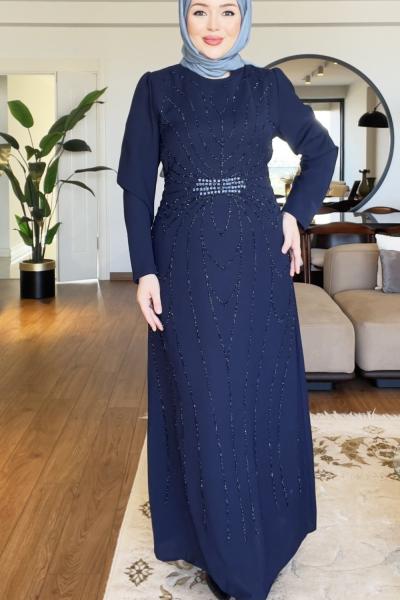 Aysel tesettür elbise  Lacivert
