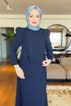 Dilek tesettür abiye elbise  Lacivert