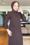 Dilek tesettür abiye elbise  Kahverengi