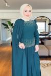 Nergis tesettür abiye elbise  Zümrüt