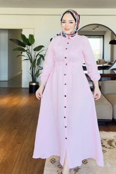 Mina tesettür elbise  Pembe