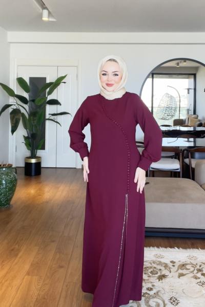 Çiğdem tesettür elbise  Bordo
