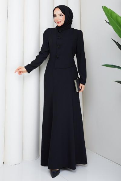 Rüveyda tesettür elbise Siyah