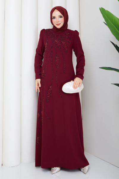 Yeşim tesettür elbise Bordo