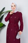 Funda tesettür abiye elbise Bordo
