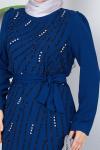 Funda tesettür abiye elbise Saks Mavisi