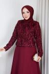 Zülal abiye tesettür takım Bordo