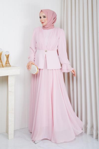 Hilal tesettür abiye  Pembe