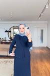 Saliha tesettür abiye elbise Lacivert