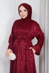 Selin tesettür elbise Bordo
