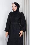 Kristal tesettür elbise Siyah