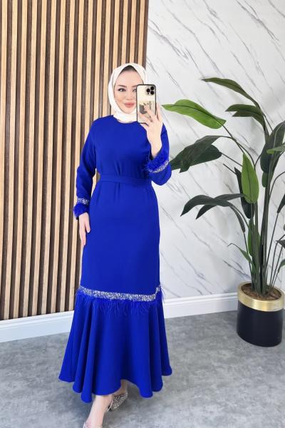Ayşe elbise Saks Mavisi