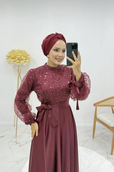 Esra abiye Bordo
