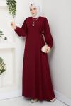 Nevra elbise Bordo