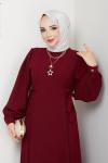 Nevra elbise Bordo