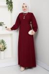 Nevra elbise Bordo
