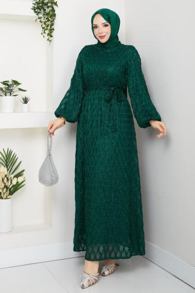 Leyla elbise Zümrüt