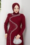 Dicle  abiye elbise Bordo