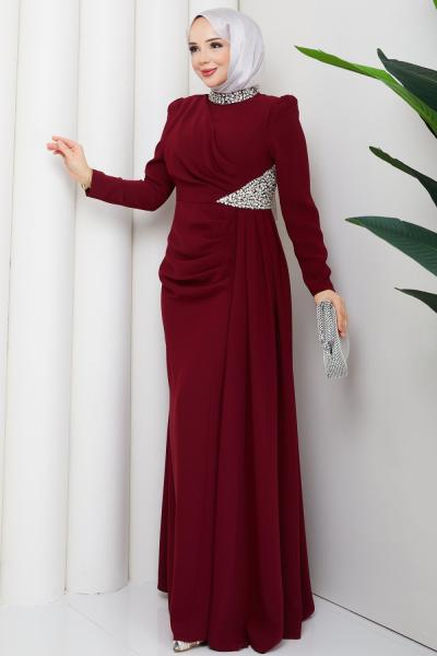 Rezzan abiye elbise  Bordo