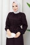 Şule tesettür elbise  Mürdüm