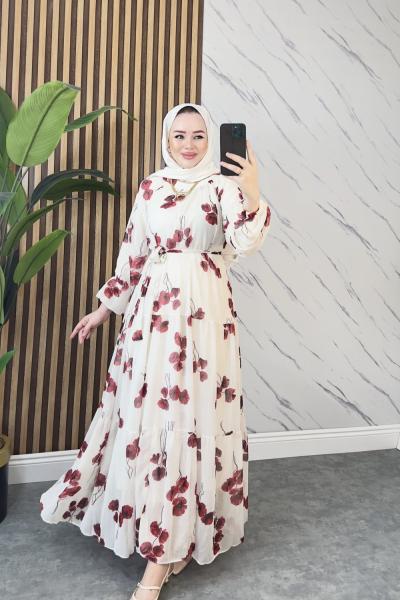 Sanem tesettür elbise Kırmızı